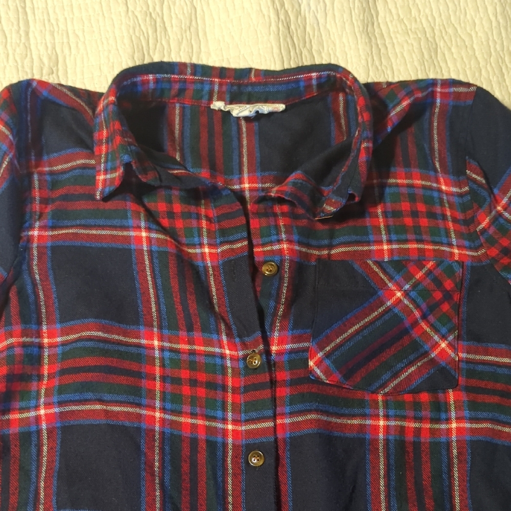 Hippie Rose Red and Blue Plaid Button Down Shirt